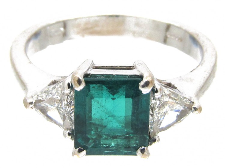 Square Cut Emerald & Diamond Ring