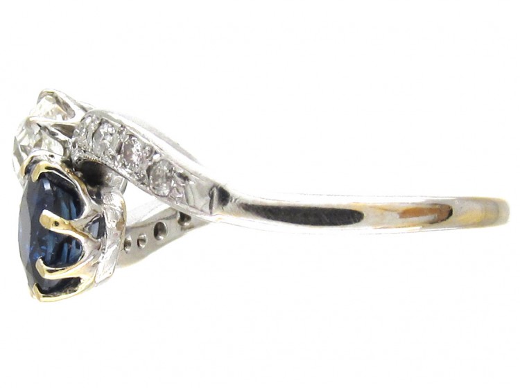 Edwardian Sapphire & Diamond Crossover Ring