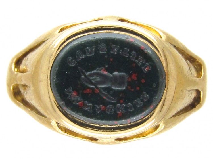 Victorian Indian Aristocrat Bloodstone Signet Ring