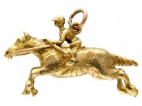 9ct Gold Racehorse & Jockey Pendant or Charm