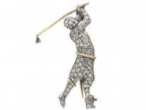 Diamond Studded Golfer Brooch