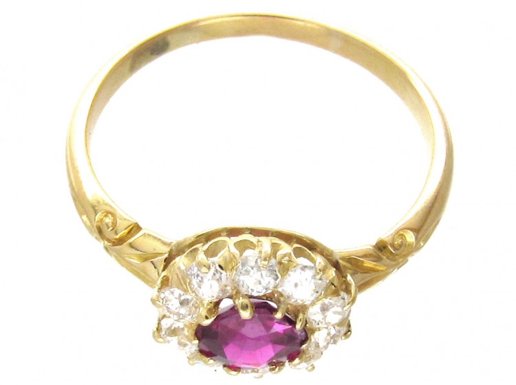 Edwardian Ruby & Diamond Cluster Ring