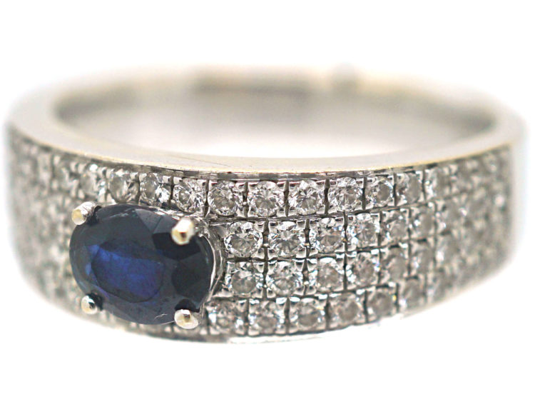 Diamond Studded & Sapphire Band Ring