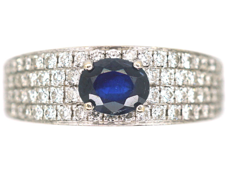 Diamond Studded & Sapphire Band Ring
