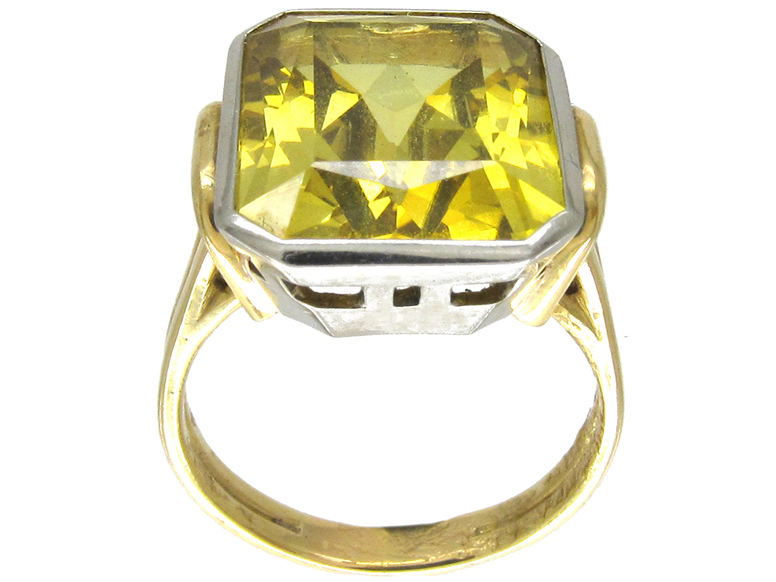Synthetic Yellow Sapphire 18ct Gold Ring (614F/O) The Antique Jewellery Company