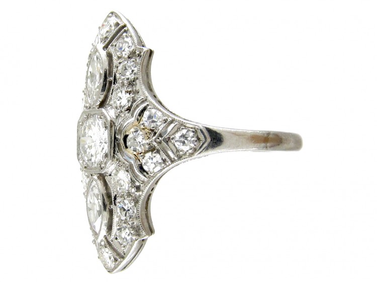 Art Deco Diamond Marquise Shaped Ring