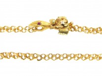Georgian 18ct Gold Long Chain with Three colour Gold Hand Clasp