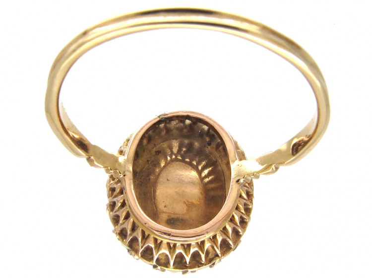 Victorian Sardonyx Pansy Ring with Diamond surround