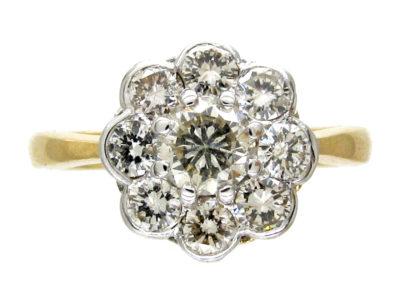 18ct Gold & Platinum Diamond Cluster Ring