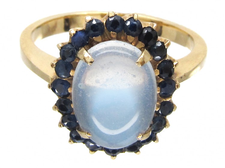 Moonstone & Sapphire Oval Ring
