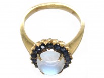 Moonstone & Sapphire Oval Ring