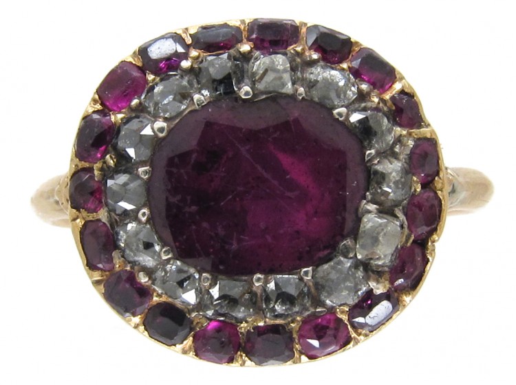 Georgian Almandine Garnet & Diamond Ring