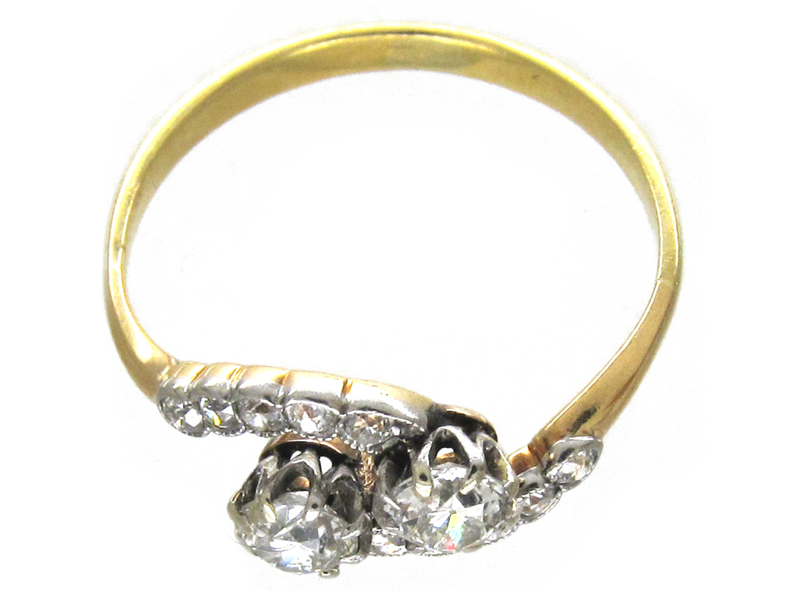 Edwardian Two Diamond Twist Ring (670F) | The Antique Jewellery Company