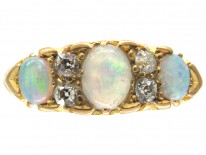 Three Stone Opal & Diamond Edwardian Ring