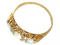 Three Stone Opal & Diamond Edwardian Ring