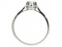 Art Deco Diamond Solitaire Ring with Diamond Shoulders