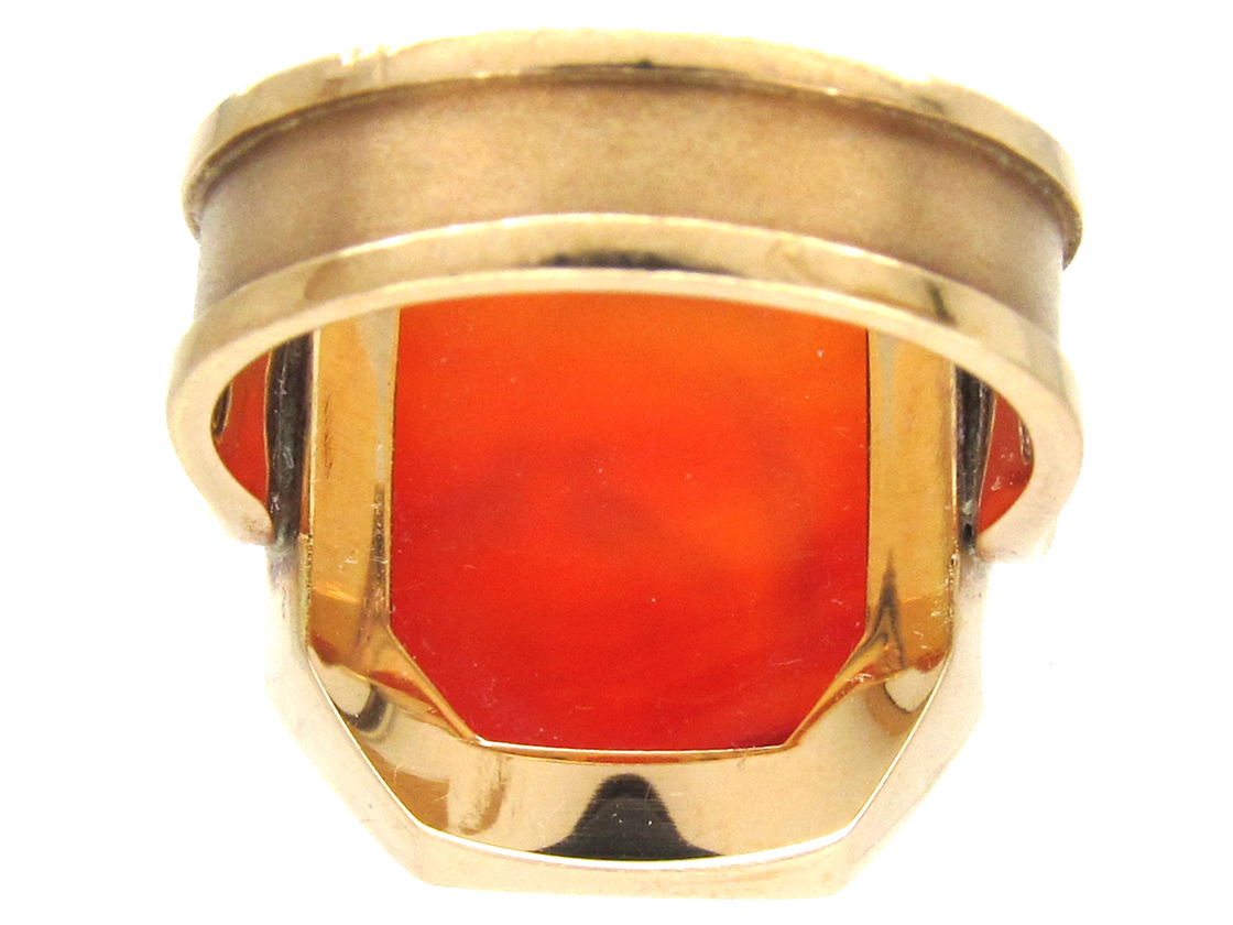 Gold & Carnelian Love Birds Ring - The Antique Jewellery Company