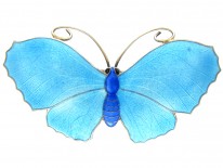 Silver & Blue Enamel Butterfly Brooch