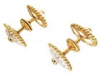 18ct Gold Moonstone & Sapphire Clip On Cufflinks