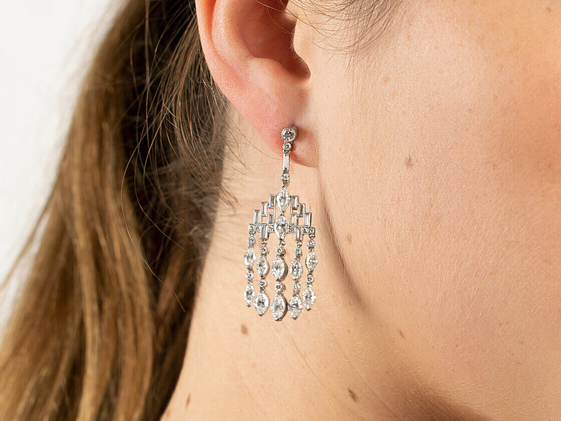 Diamond Chandelier Drop Earrings F The Antique Jewellery Company