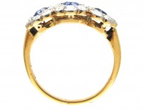 Edwardian Sapphire & Diamond Triple Cluster Ring