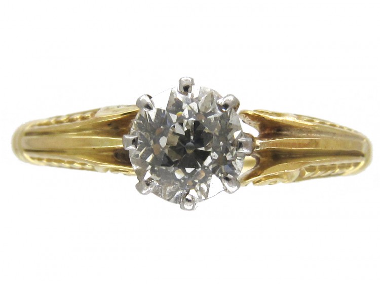 Edwardian 18ct Gold & Diamond Solitaire Ring