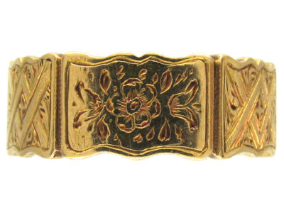 18ct Gold Victorian Wide Decorated Band Ring