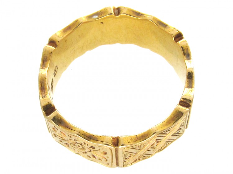 18ct Gold Victorian Wide Decorated Band Ring