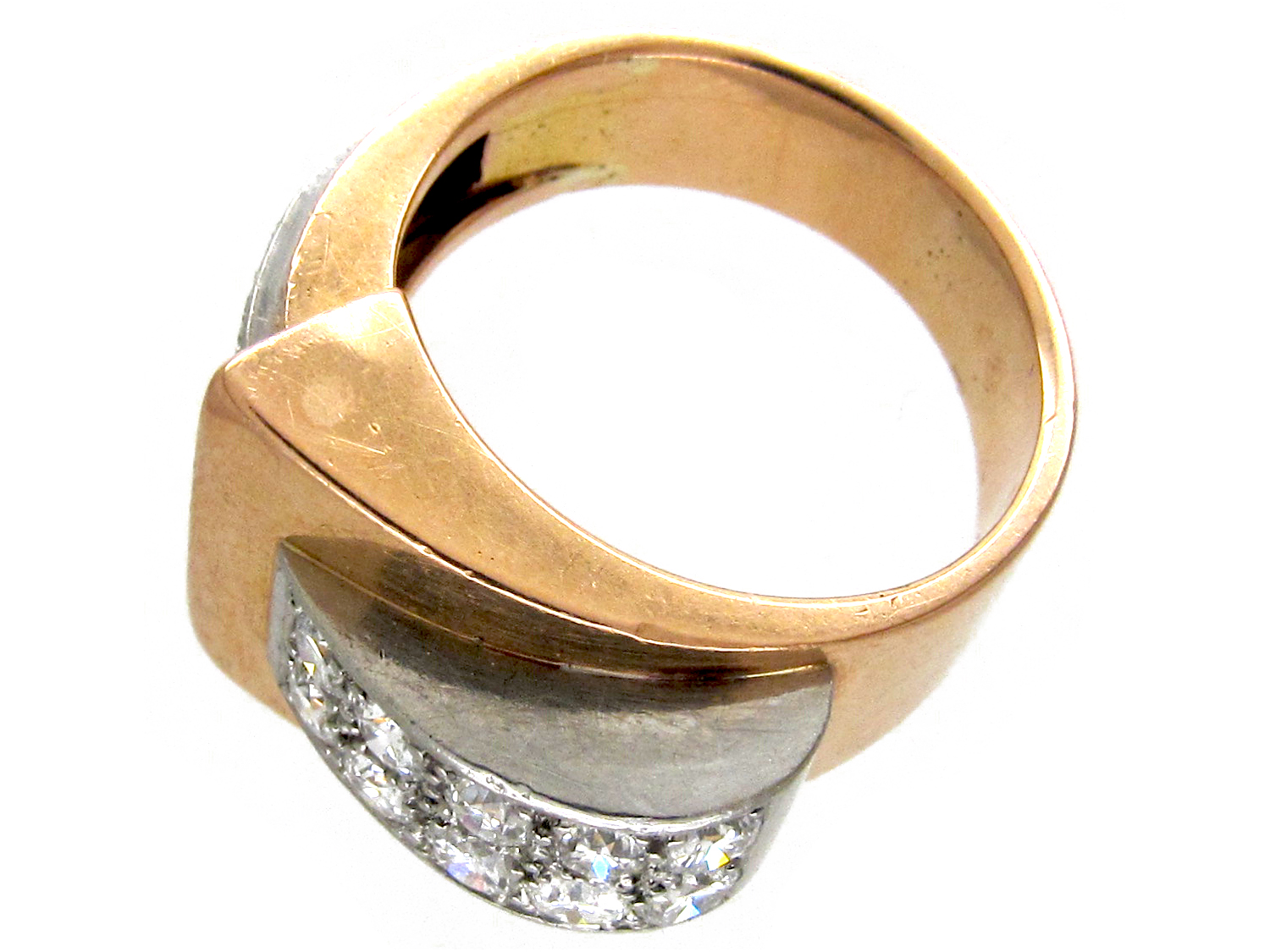 French 18ct Gold & Diamond Set Cocktail Ring - The Antique Jewellery 