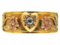 Victorian 18ct Three Colour Gold & Diamond Opening Ring with For Ever Inside