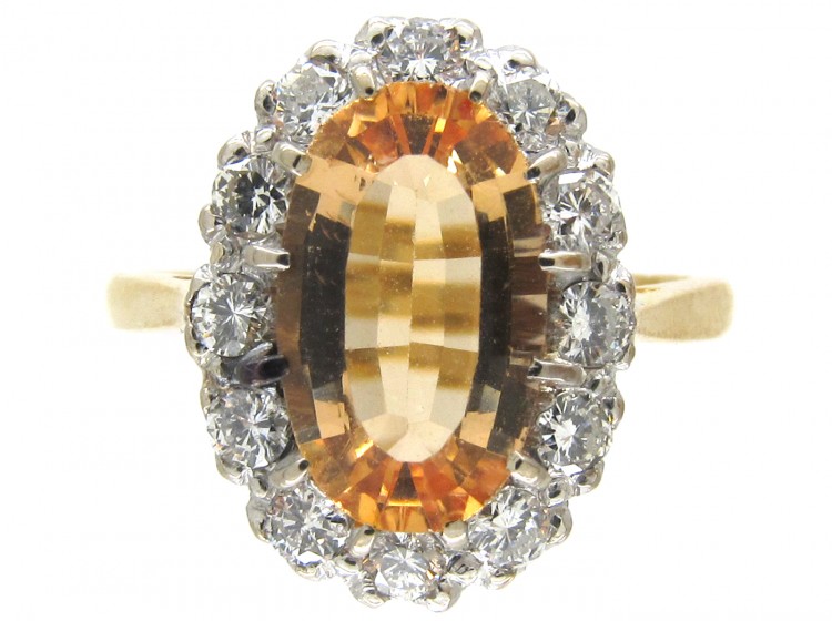 Topaz & Diamond Oval Cluster Ring (45/O) | The Antique Jewellery Company