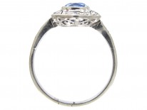 Art Deco Ceylon Sapphire & Hexagonal Diamond Ring