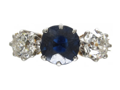 Sapphire & Diamond Three Stone Ring