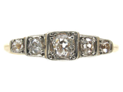 Five Stone Diamond Art Deco Ring