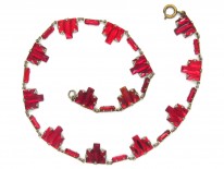 Art Deco Czeckoslovakian Red Glass Necklace