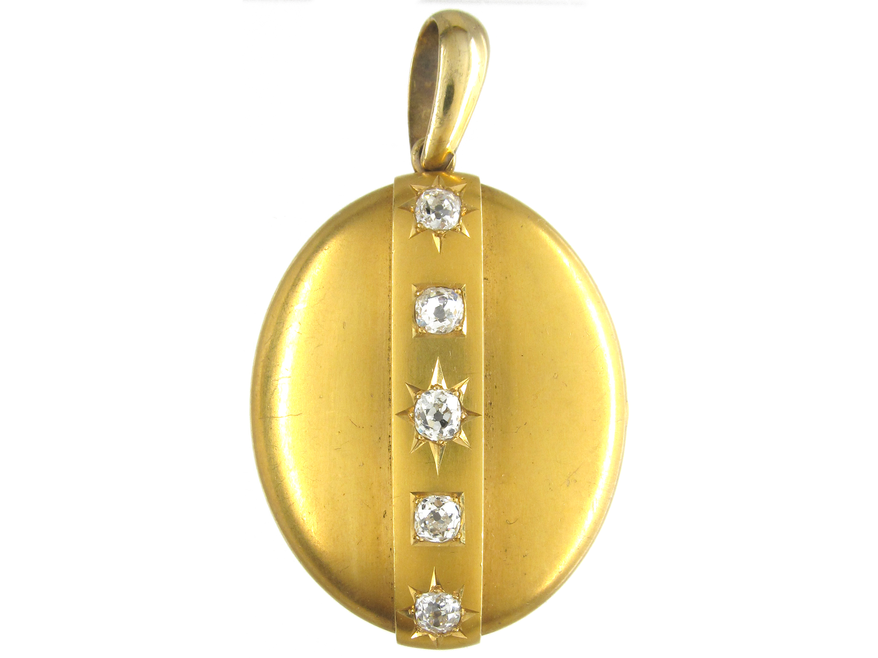 Victorian 18ct Gold Diamond Set Oval Locket in Original Case (970B/OJ ...