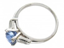 Sapphire Solitaire Ring with Diamond Baguette Shoulders