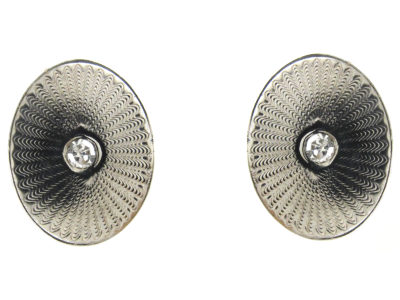 Oval Platinum & Diamond Earrings