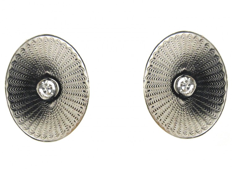 Oval Platinum & Diamond Earrings