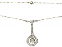 Art Deco Diamond Drop Pendant on Chain
