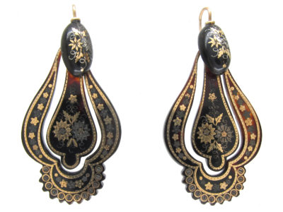 Victorian Tortoiseshell Pique Drop Earrings