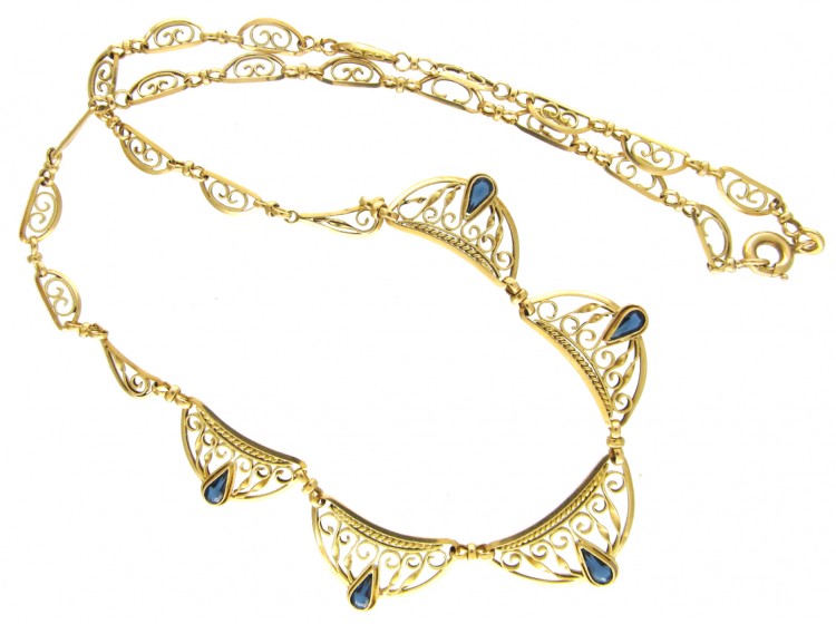 French 18ct Gold & Sapphire Necklace