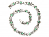 Victorian Silver & Green & White Paste Necklace