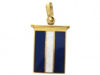 18ct Gold Blue & White Enamel Flag Charm