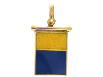 18ct Yellow & Blue Enamel Flag Charm