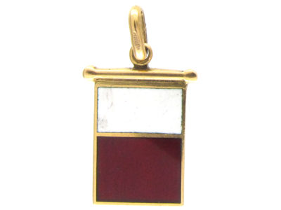 18ct Gold Red & White Enamel Charm