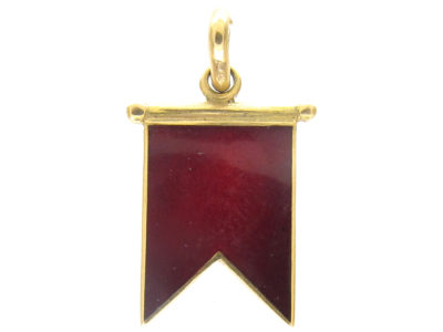 18ct Gold Red Enamel Flag Charm