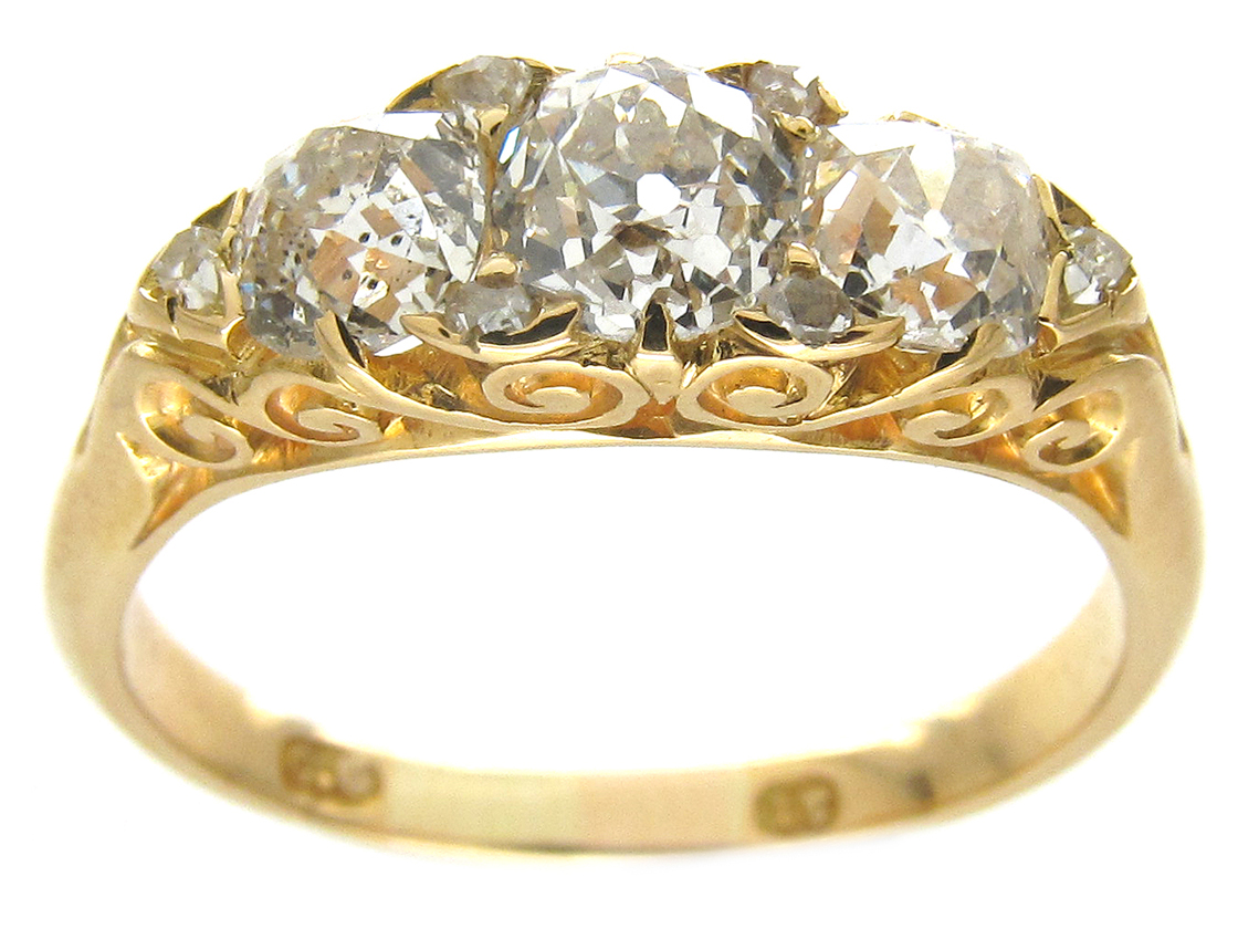 victorian three stone diamond ring