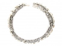 Art Deco Wide Silver & Marcasite Bracelet