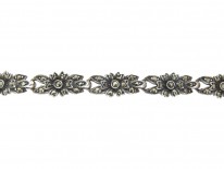 Art Deco Silver & Marcasite Flowers Necklace